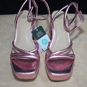 Wild Diva Metallic Pink Strappy Heels